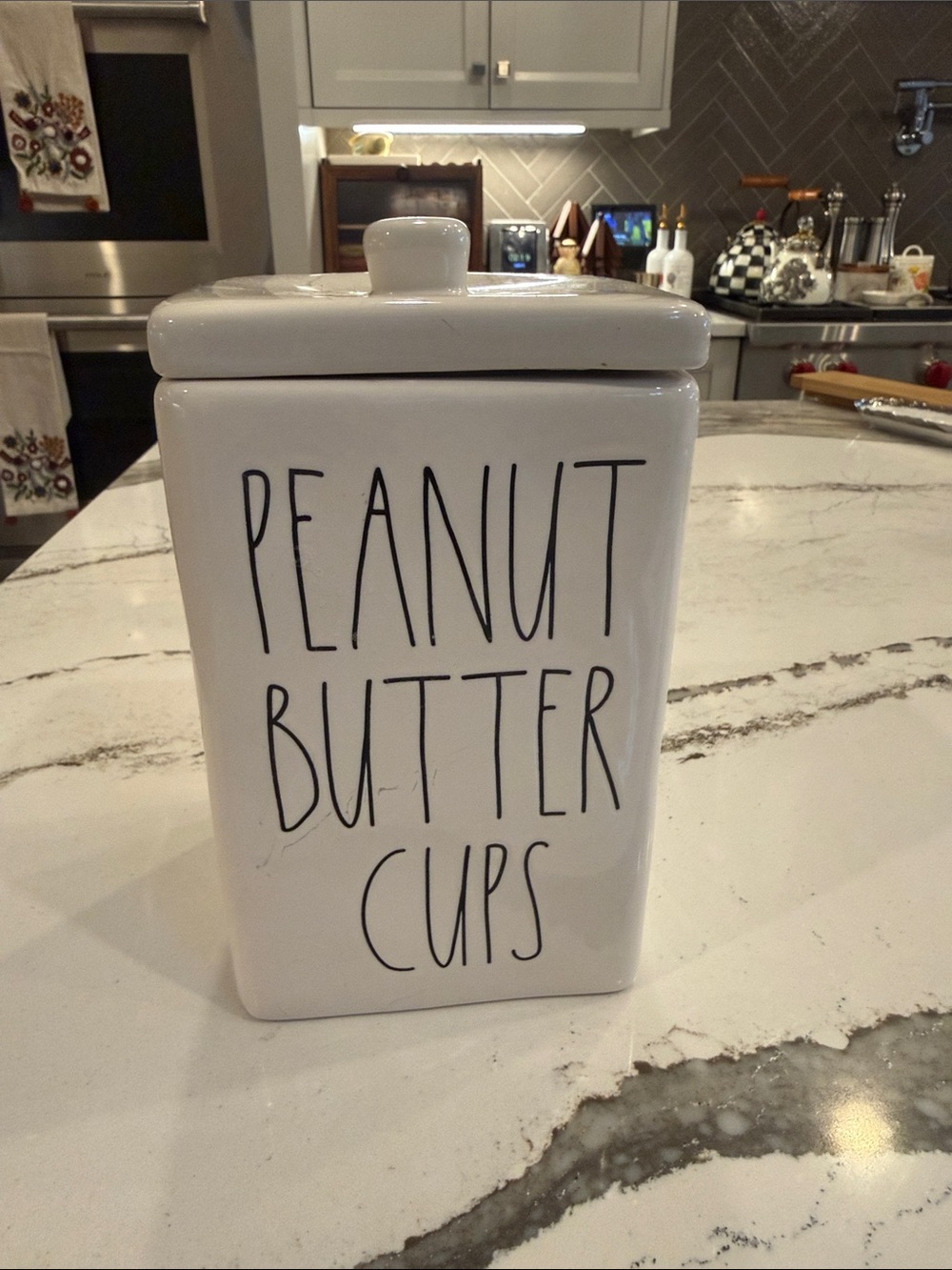 Rae Dunn White Ceramic 'Peanut Butter Cups' Canister